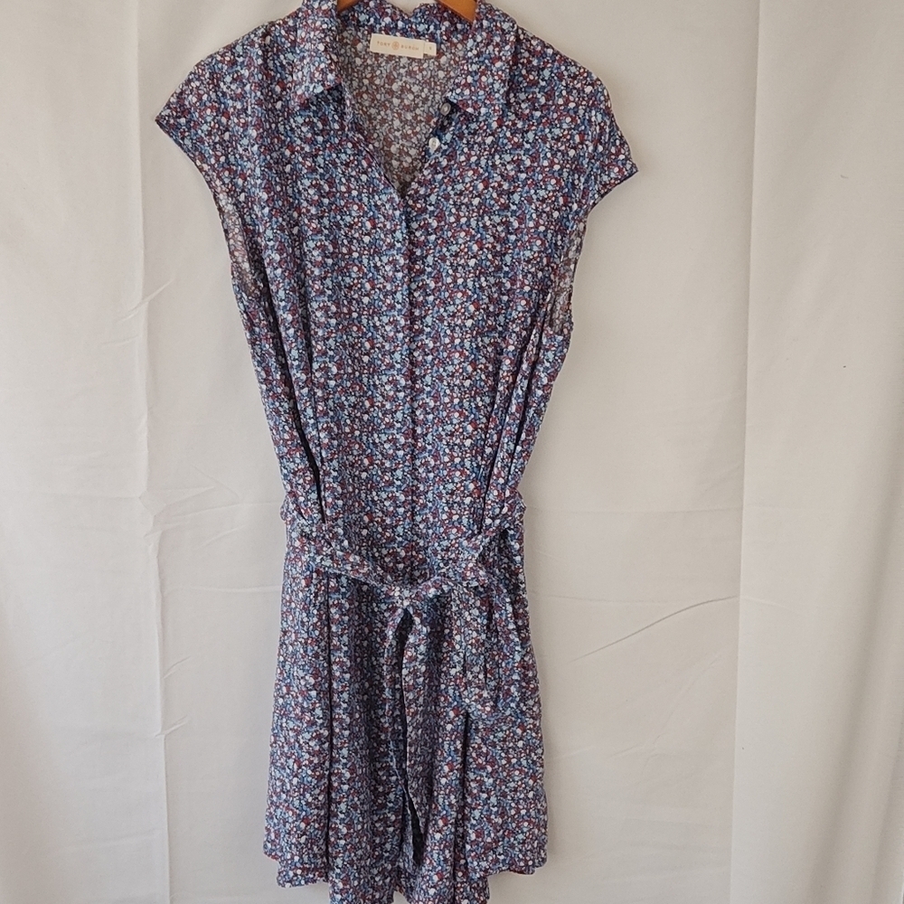 Authentic TORY BURCH Gigi Shirt dress in Hudson Blue Linosa Sz 10 $395 - Picture 6 of 14